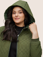 Solid Pocket Texture Lined Quilted Jacket
