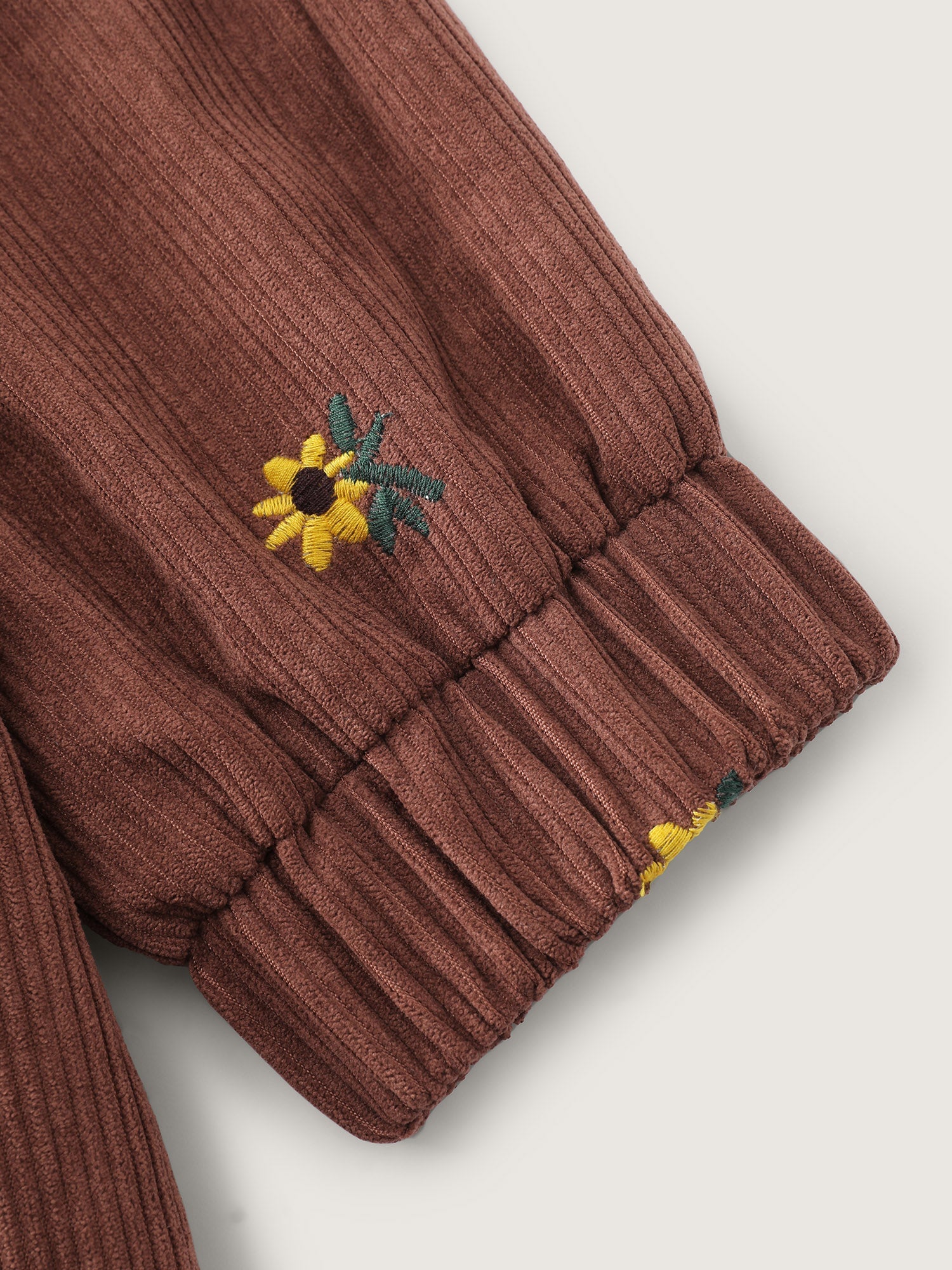 Sunflower Textured Embroidery Button Jacket