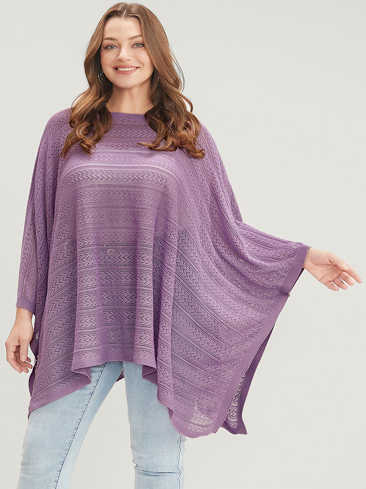 Plain Asymmetrical Hem Dolman Sleeve Knit Top