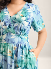 Floral Print High Low Hem Midi Dress