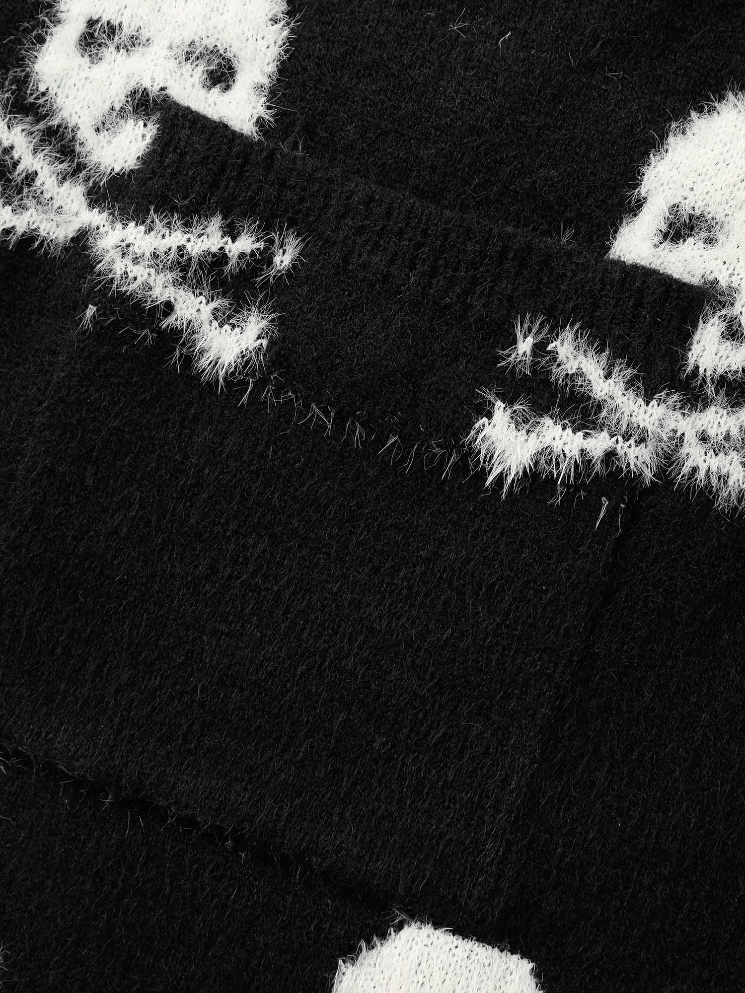 Skull Pattern Plus Jacquard Open Cardigan