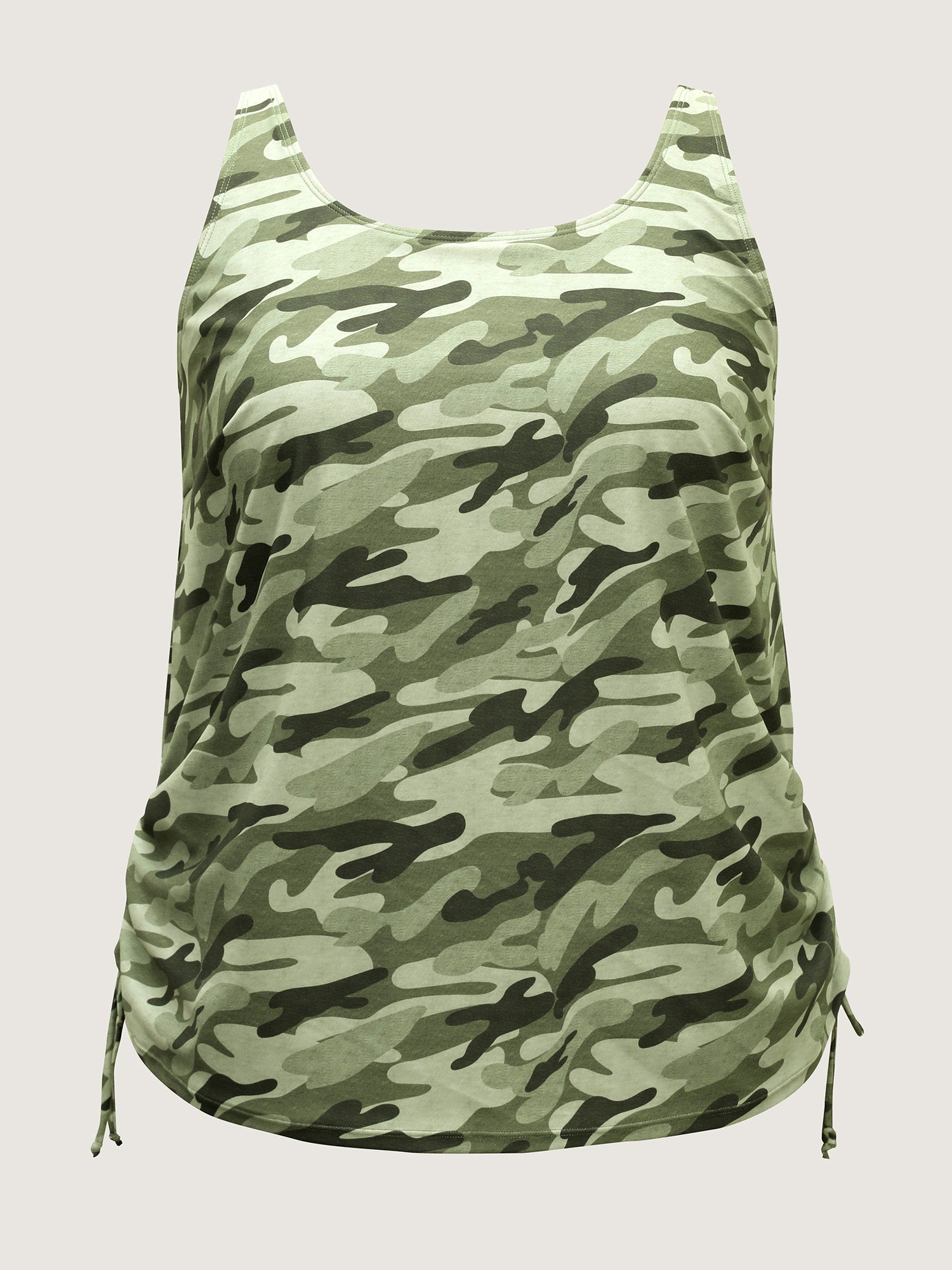 Camouflage Print Side Drawstring Swim Top