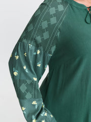 Floral Print Contrast Drawstring Midi Dress