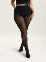 Sheer Leaf Pattern Silk Tights