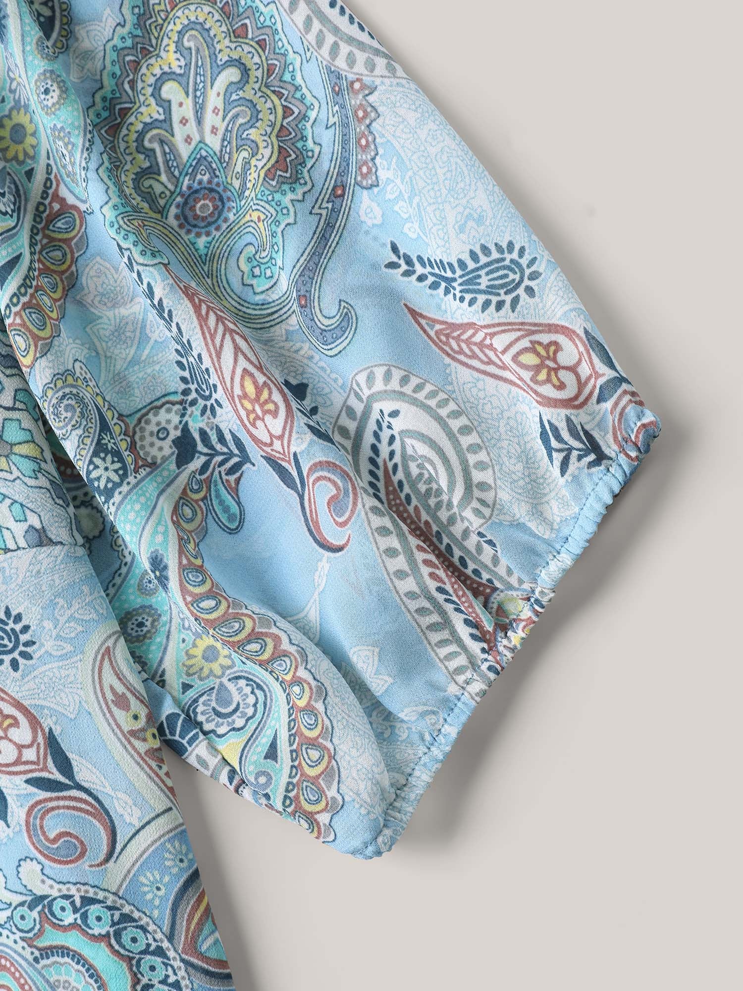 Paisley Print Sheer Tied Kimono Cardigan