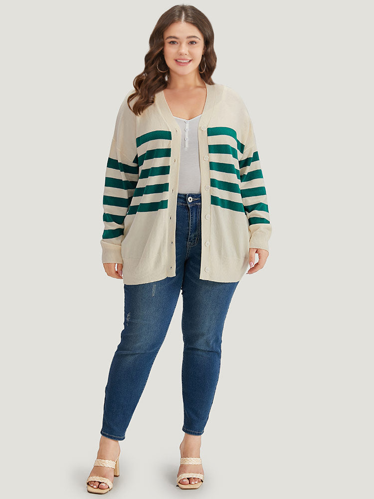 Supersoft Essentials Striped Contrast Button Up Cardigan