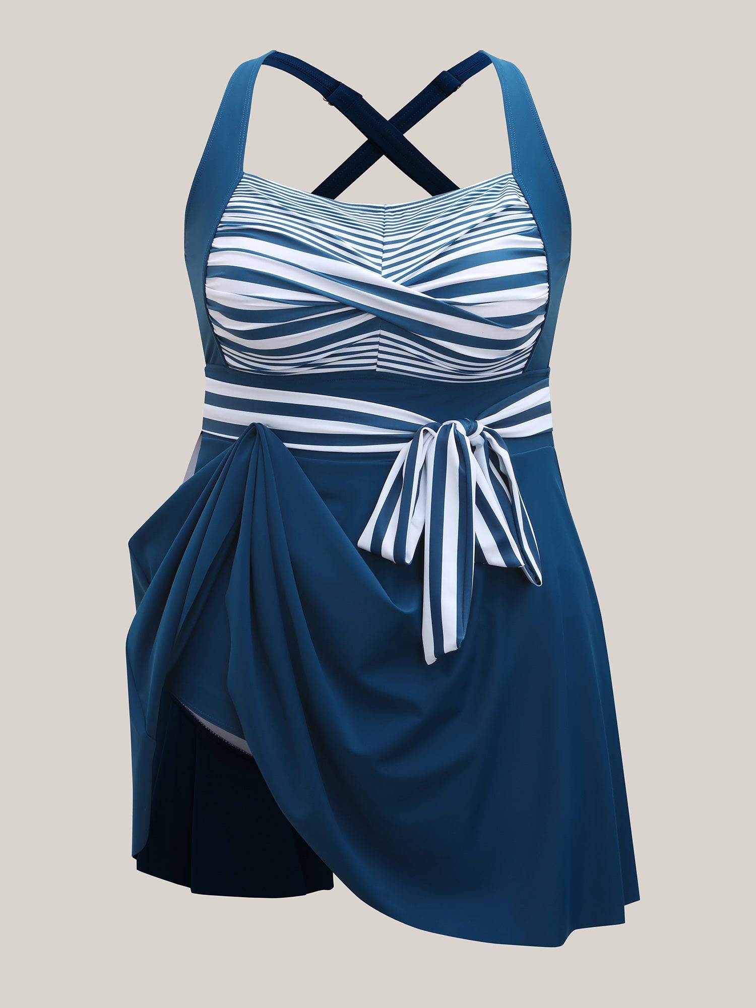 Anti-Float Ties Twist Belted Swim Dress