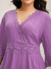 Scalloped Lace Surplice Ruffled Midi Dress