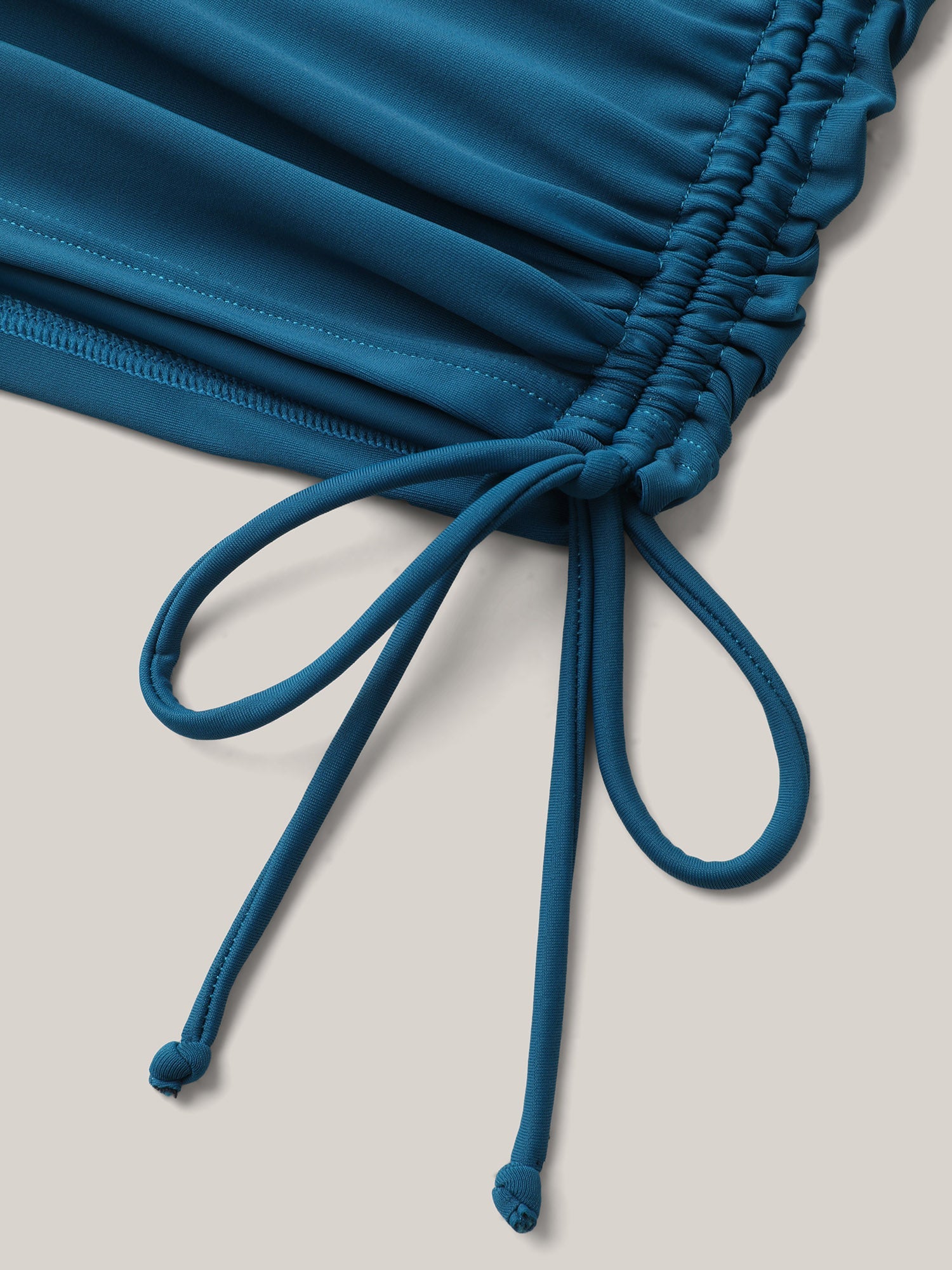 Side Drawstrings Plain Swim Top