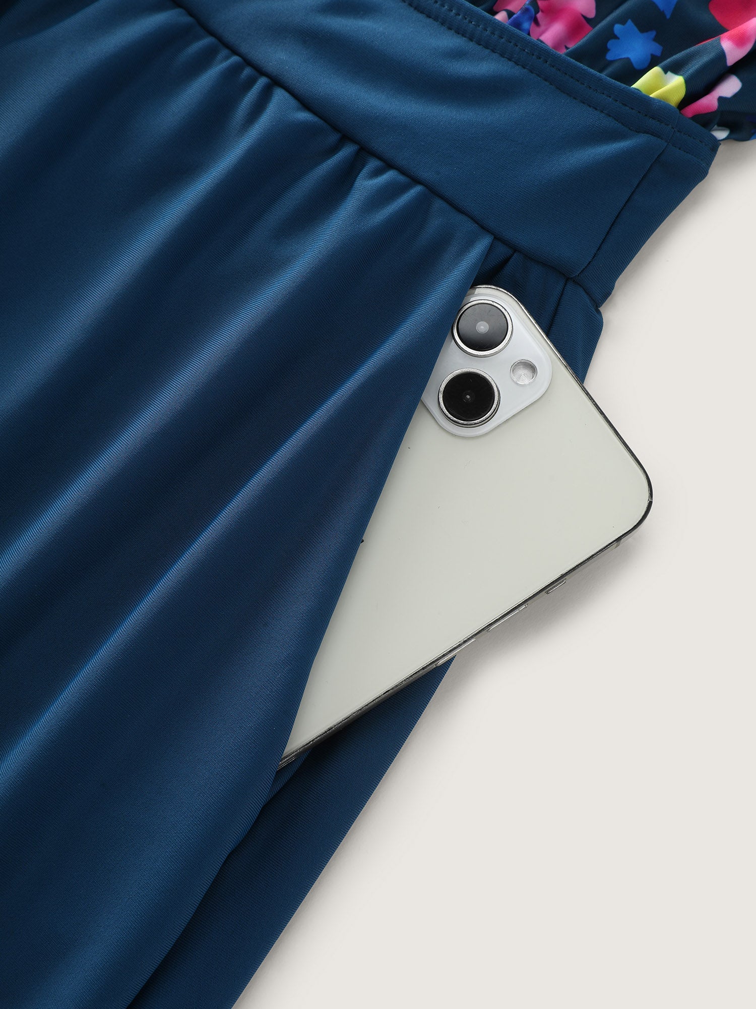 Floral Print Keyhole Pockets Swim Romper