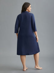 Shirt Collar Sprout Strip Lounge Dress
