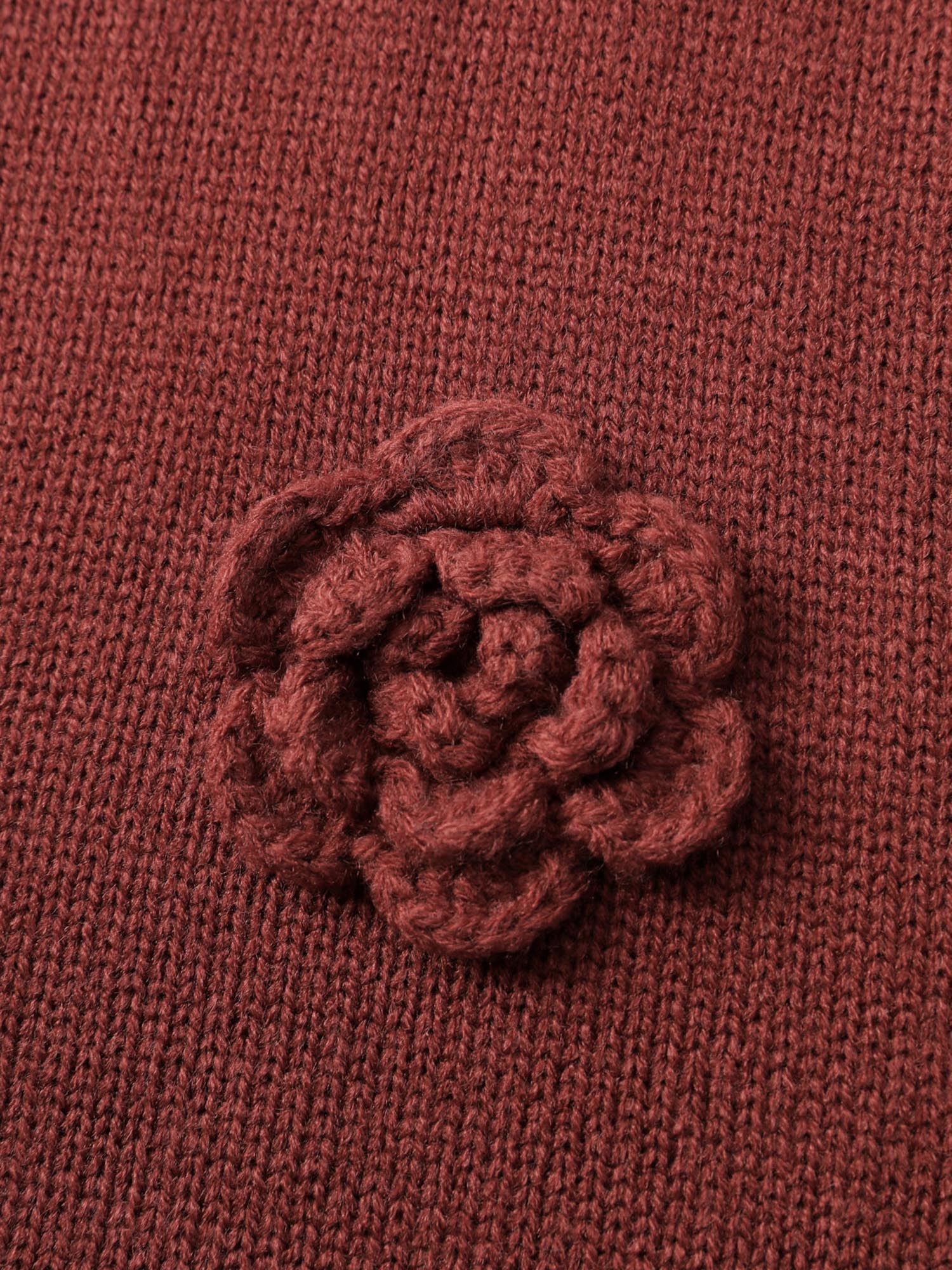 3D Floral Pattern Round Neck Knit Cardigan