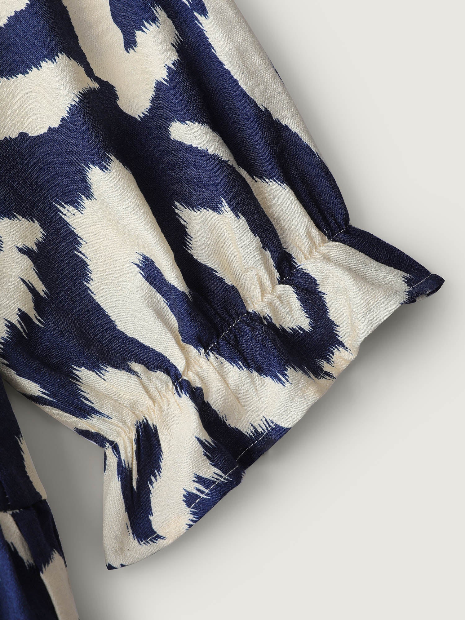 Abstract Print Cinched-Waist Maxi Dress