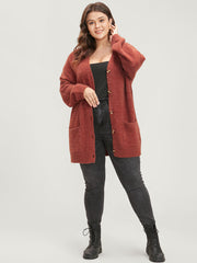 Solid Pointelle Knit Pocket Button Front Heather Cardigan