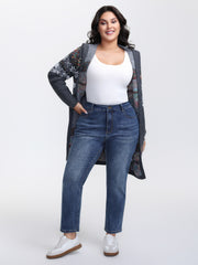 Stretchy Vintage Wash Roll Hem Jeans