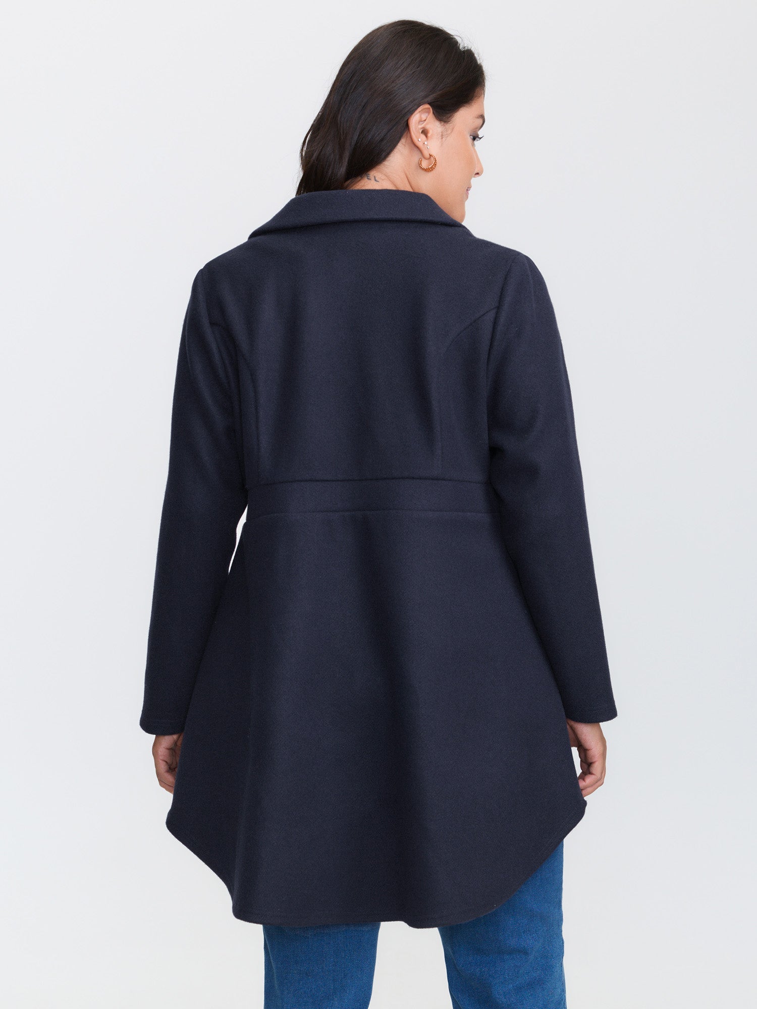 Cinched-Flared High-Low Hem Jacket