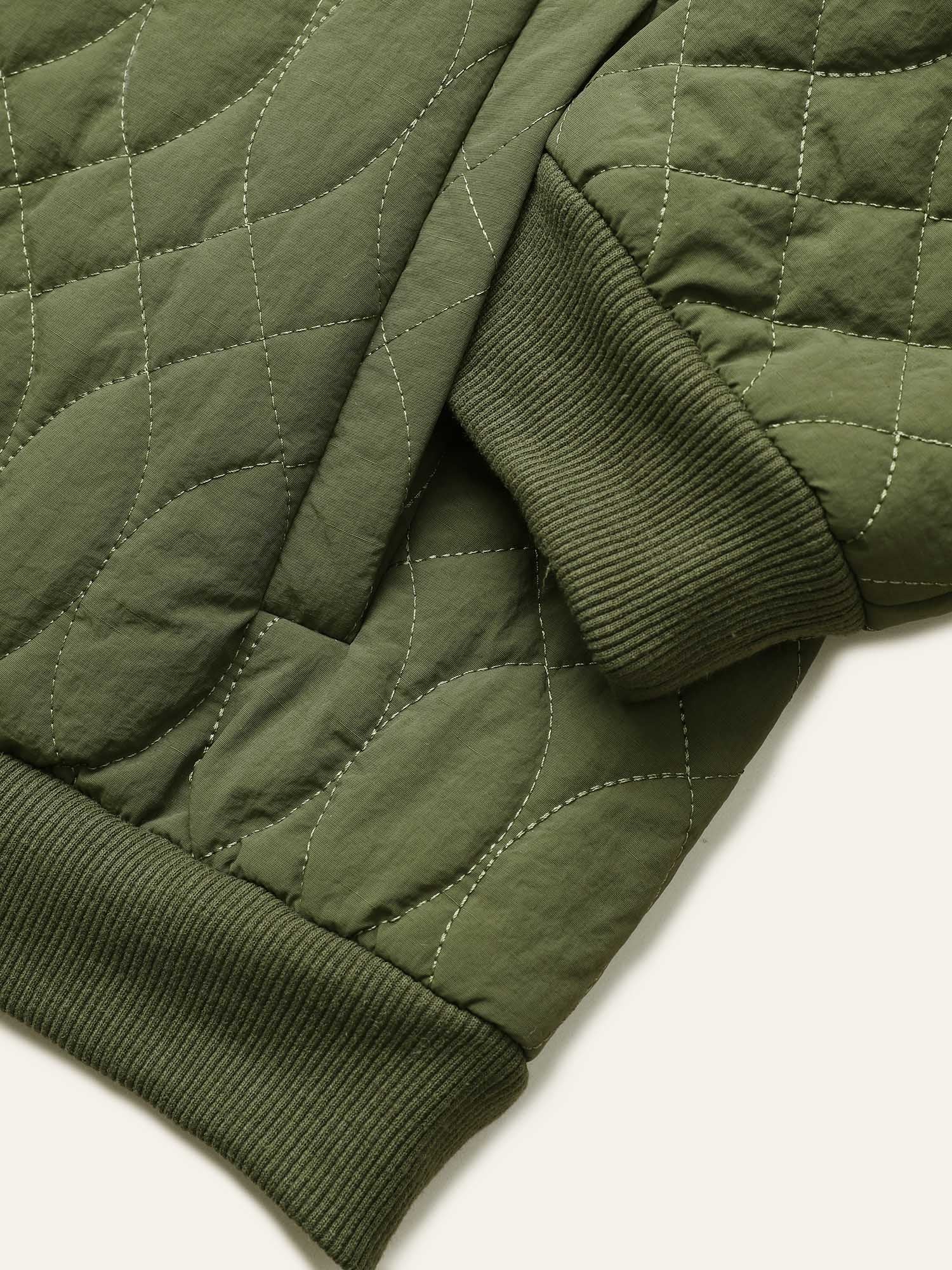 Solid Pocket Texture Lined Quilted Jacket