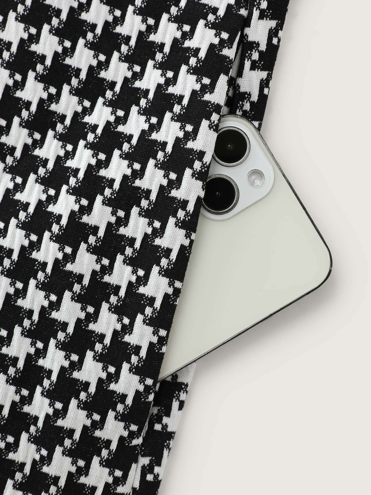 2-In-1 Houndstooth Wide-Leg Jumpsuit