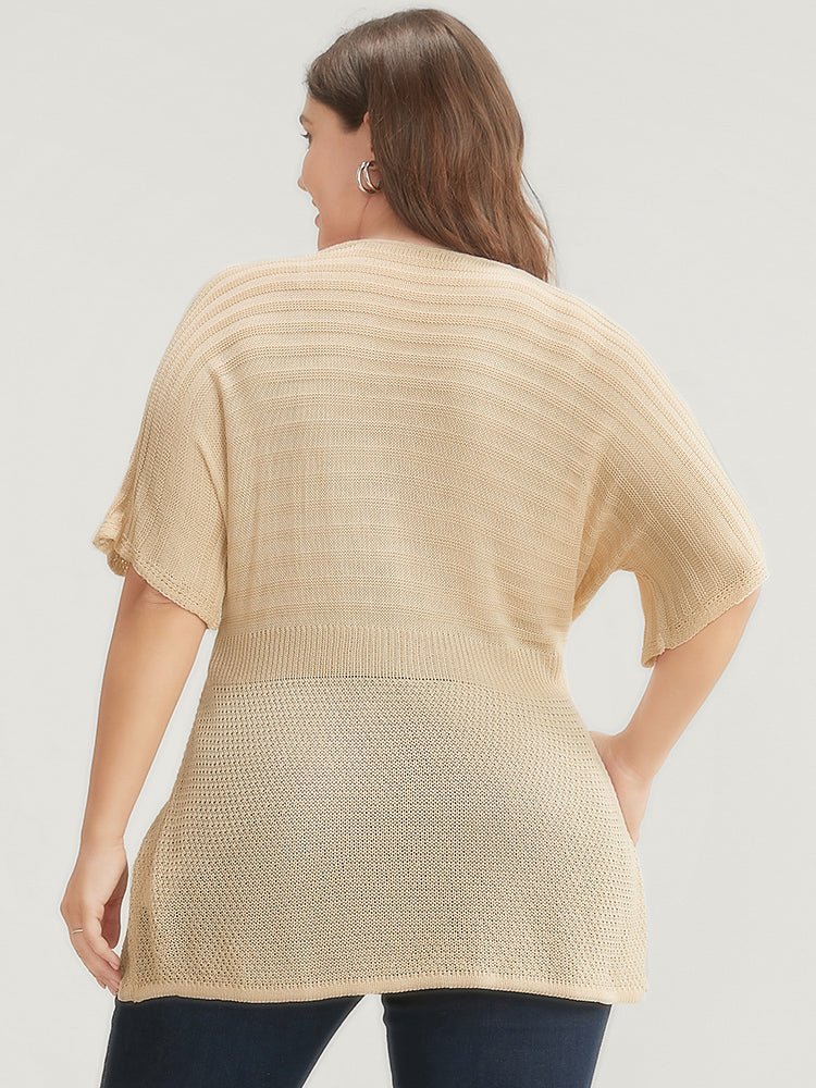 Plain Dolman Sleeve Wrap Knit Top