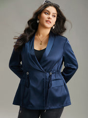 Suit Collar Flap Pocket Drawstring Ties Blazer