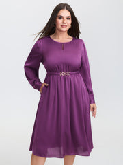 Shimmery Loop Belted Waist Midi Dress