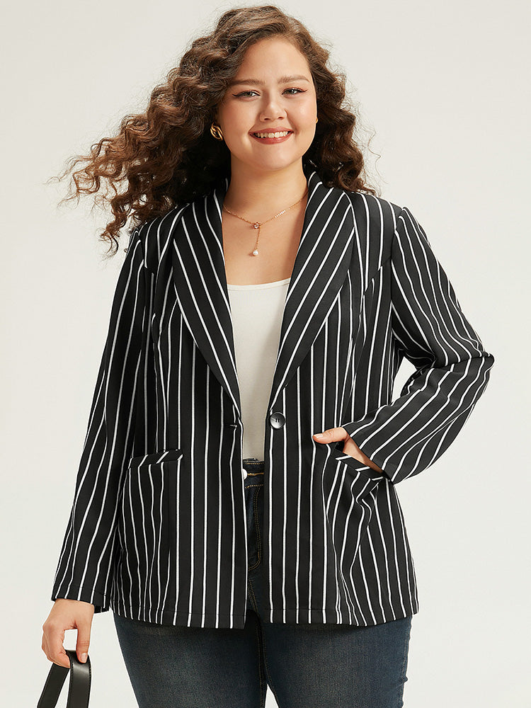 Striped Suit Collar Button Up Blazer