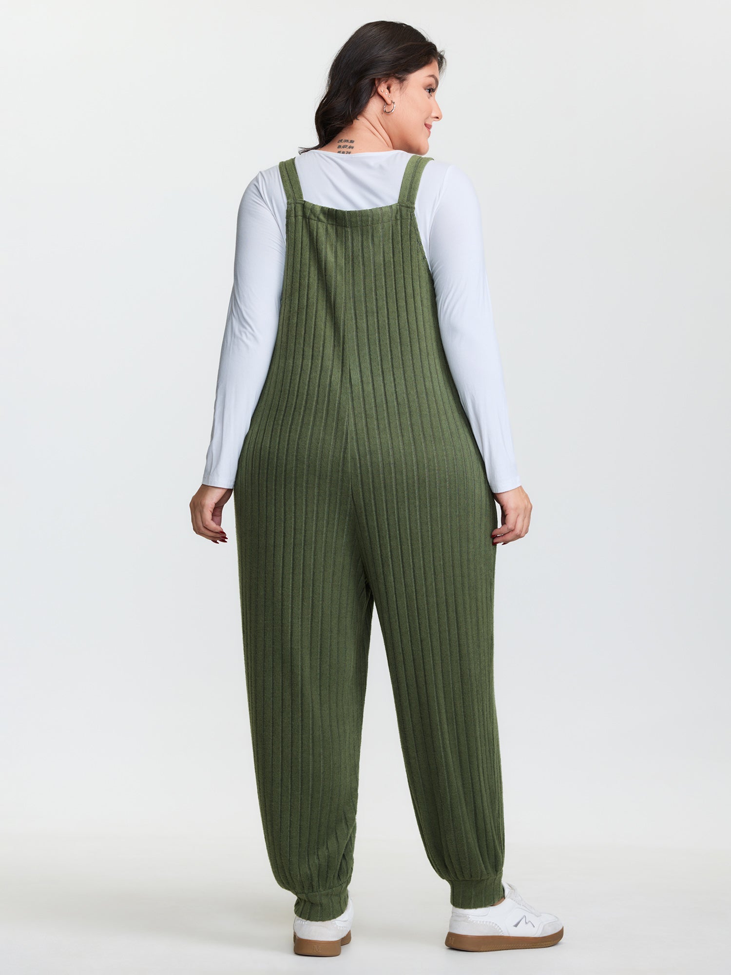 Textured Knit Adjustable Overall Jumpsuit