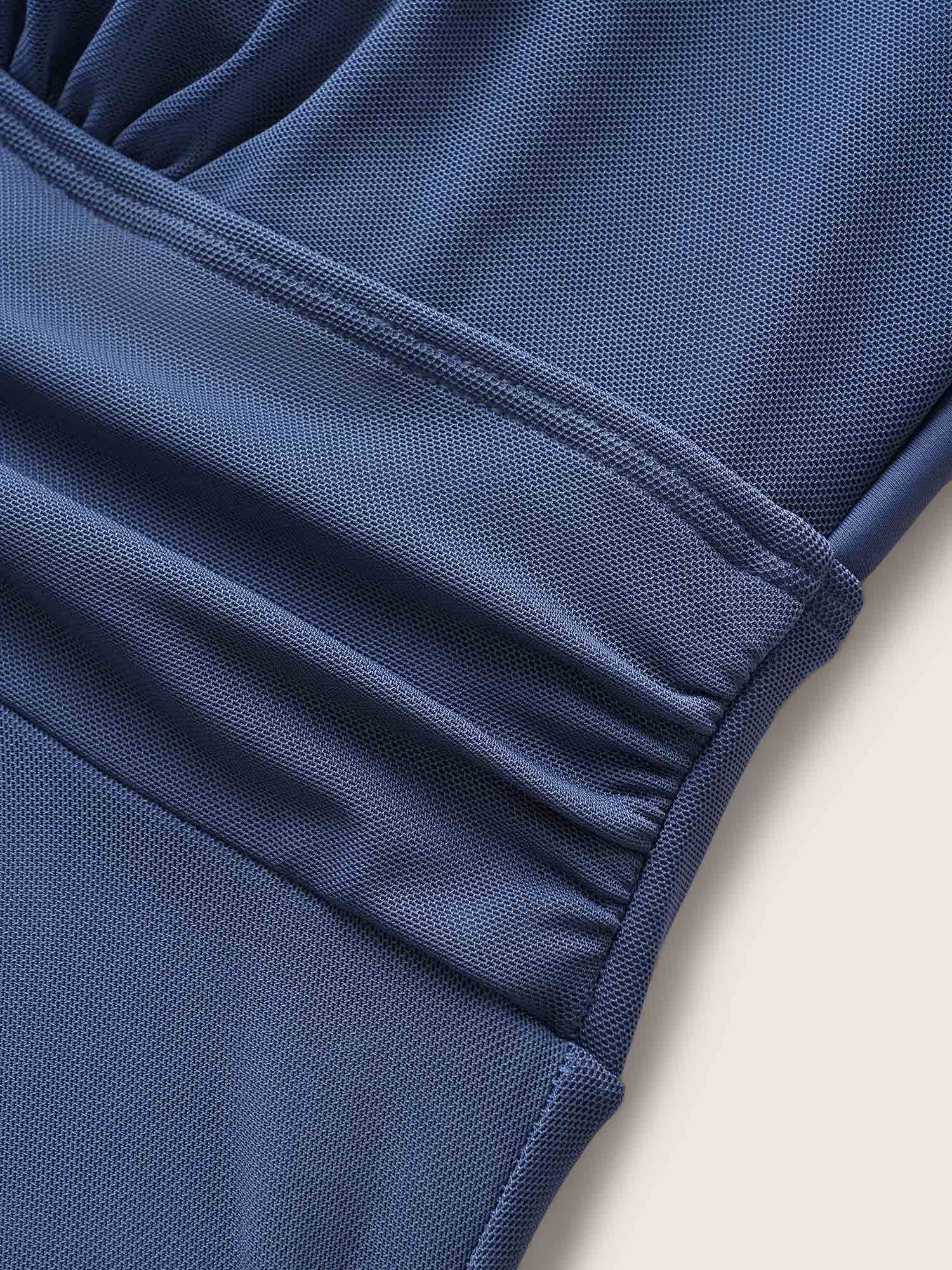 See Through Patchwork Gathered Swim Dress