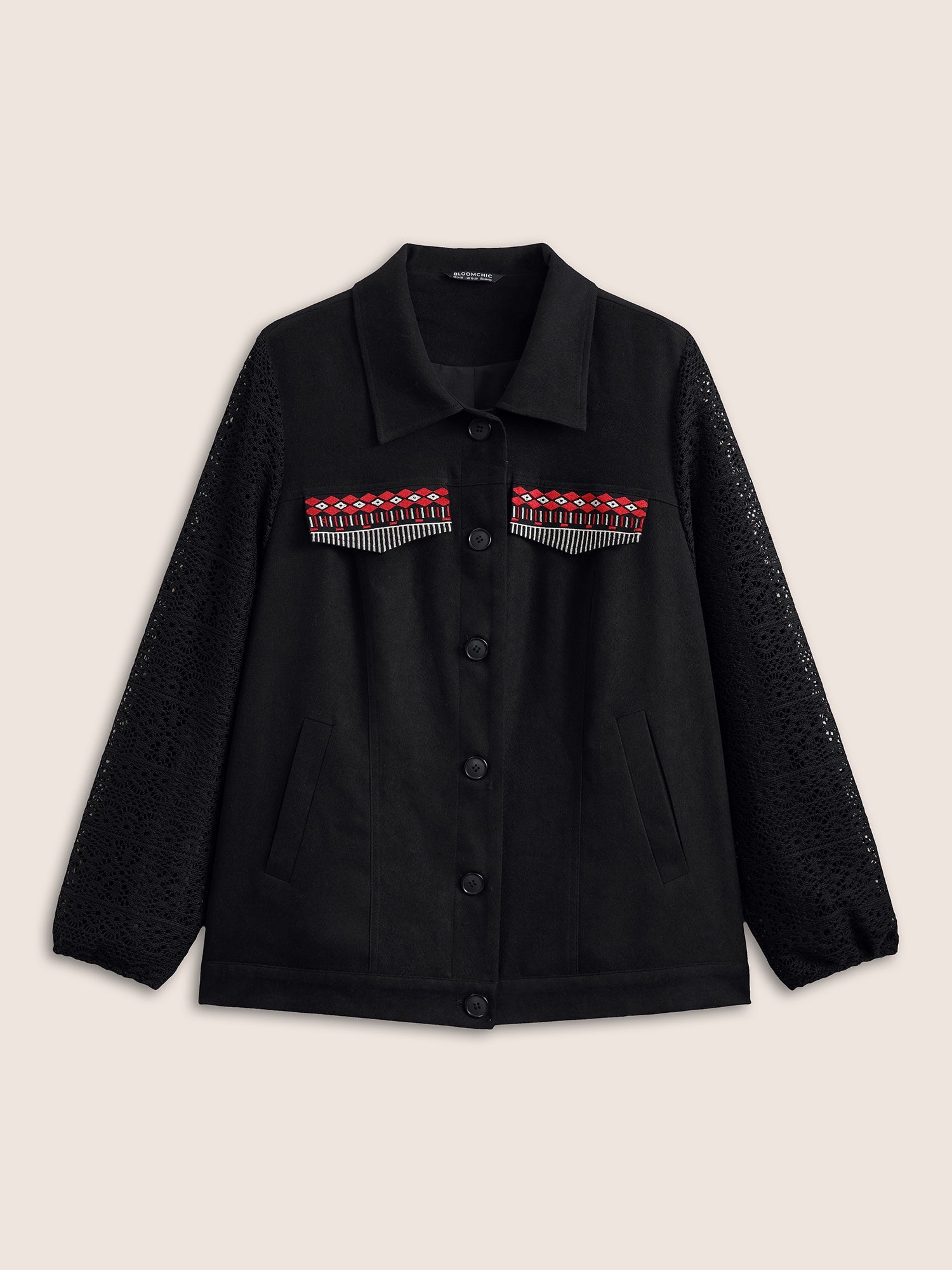 Patchwork Embroidered Flap Detail Jacket