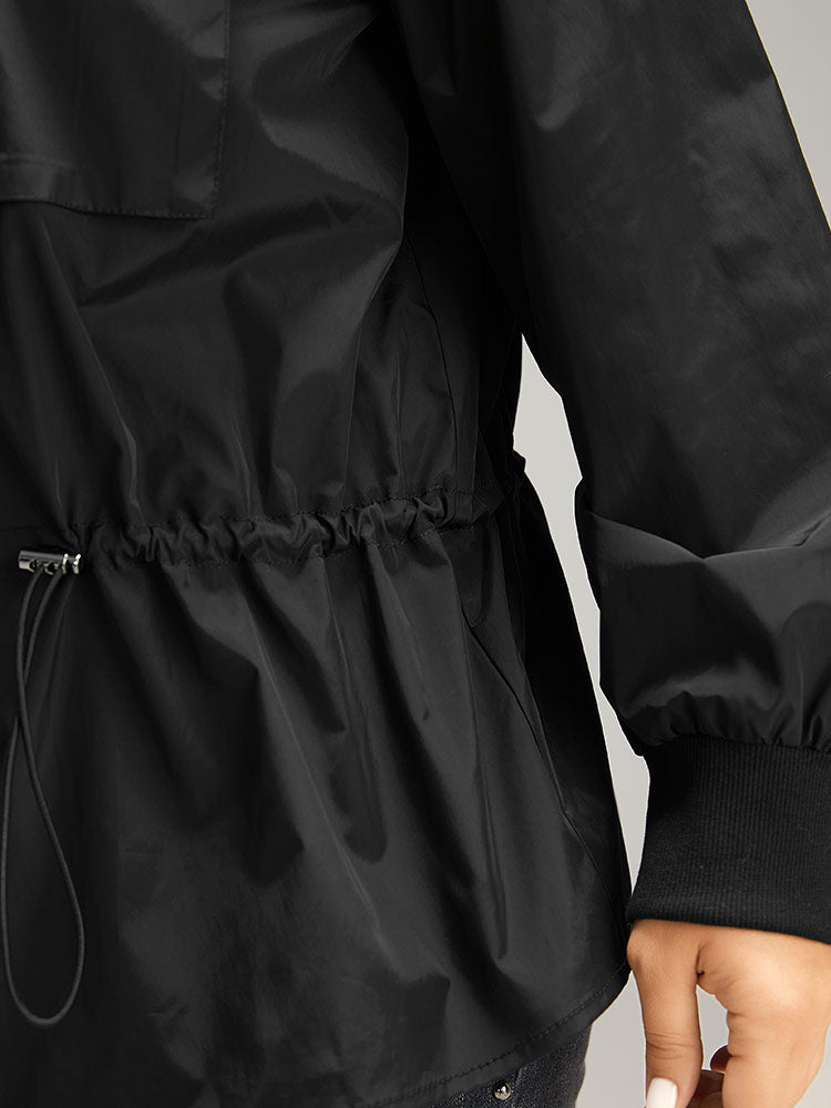Wind-Resistant Zipper Fly Drawstring Jacket