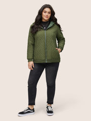 Solid Pocket Texture Lined Quilted Jacket