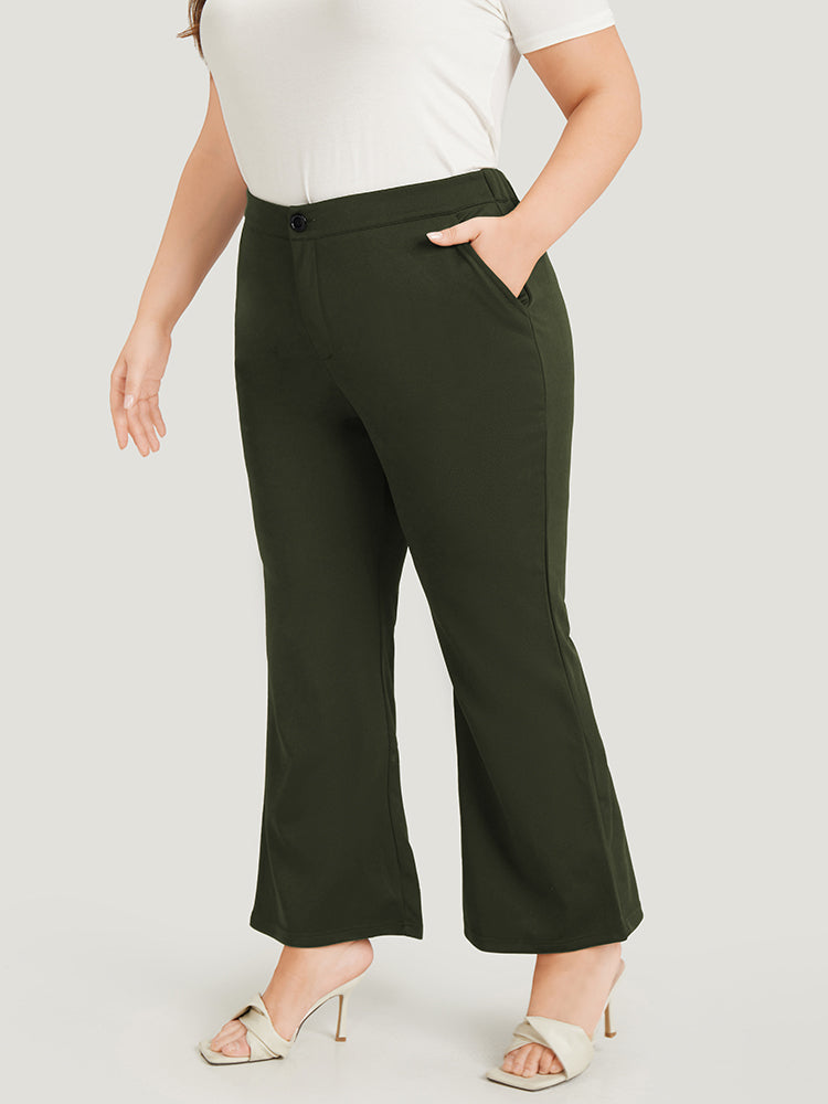 Solid Flare Leg Pocket Pants