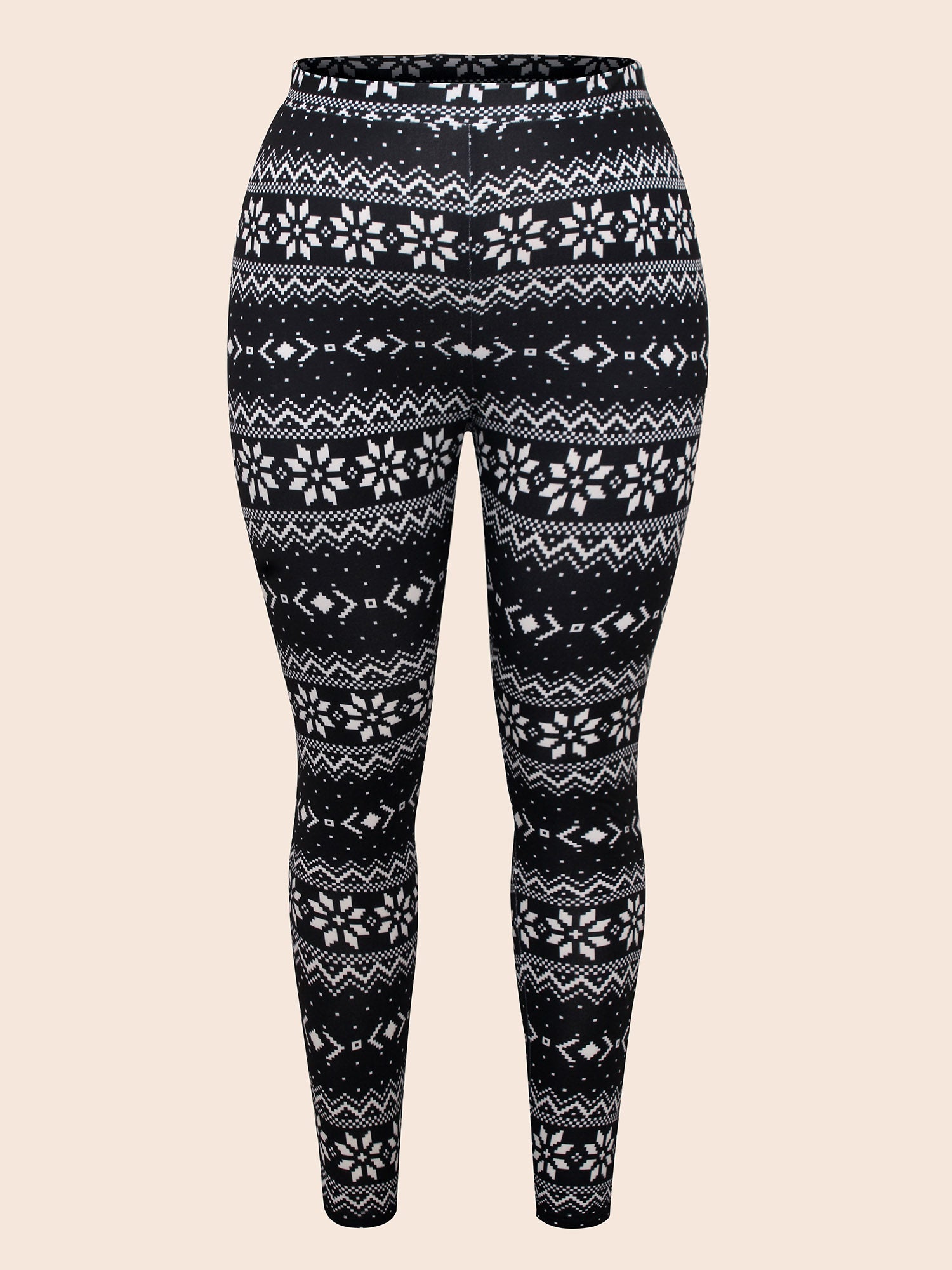Snowflakes Printed High-Waist Stretchy Leggings