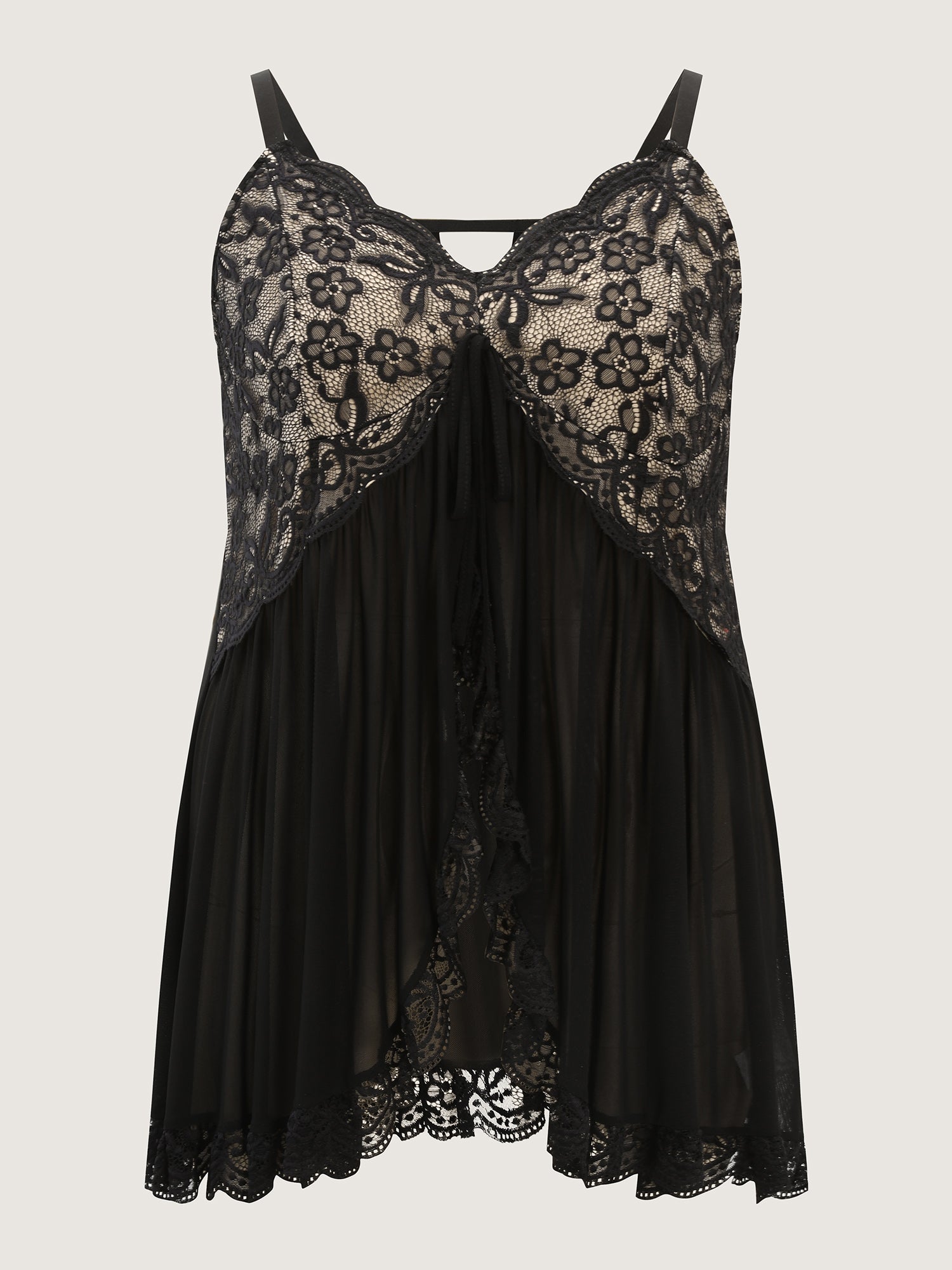 Sheer Lace High-Low Hem Lounge Dress