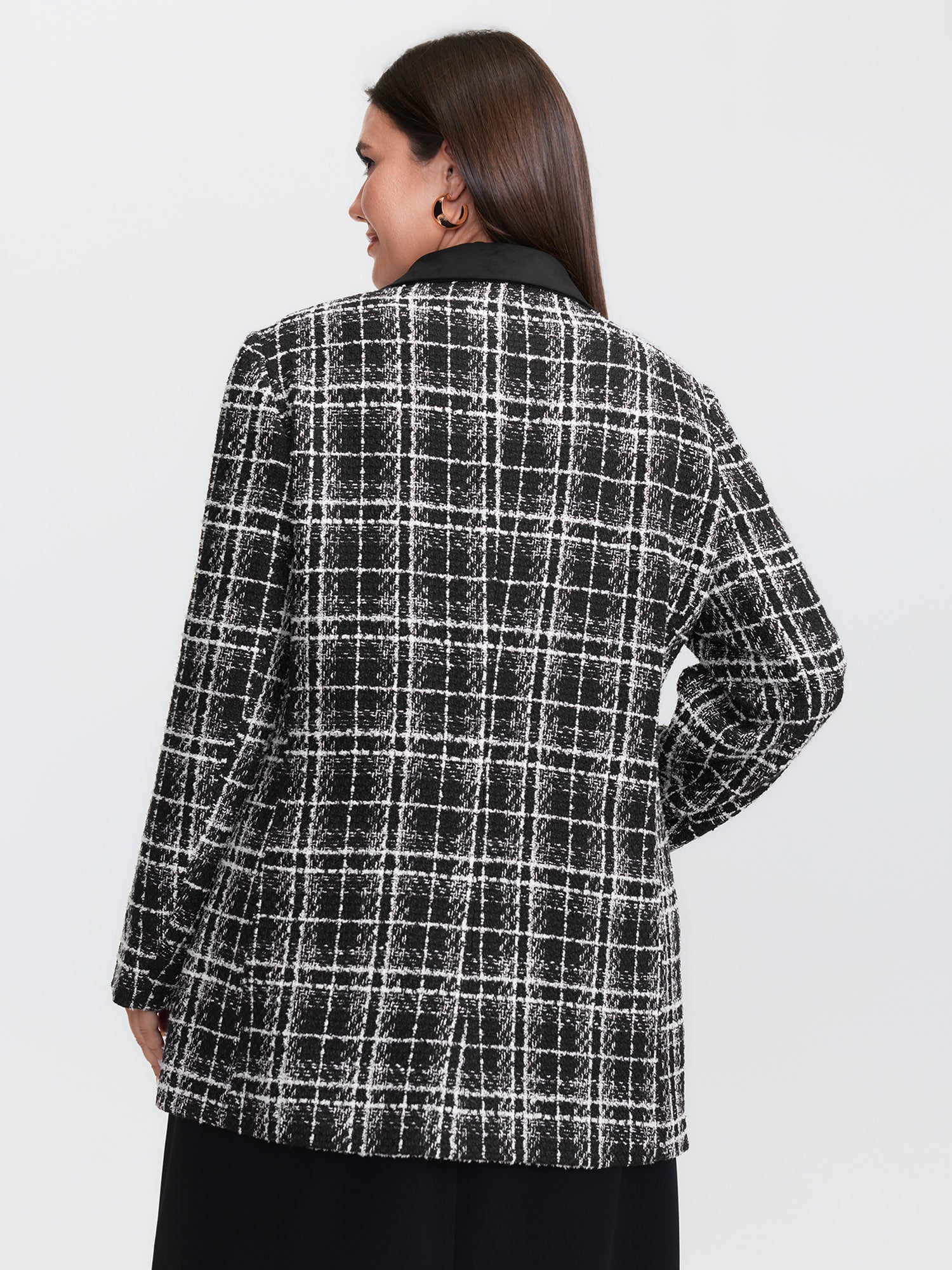 Tweed Print Lined Double Breasted Blazer