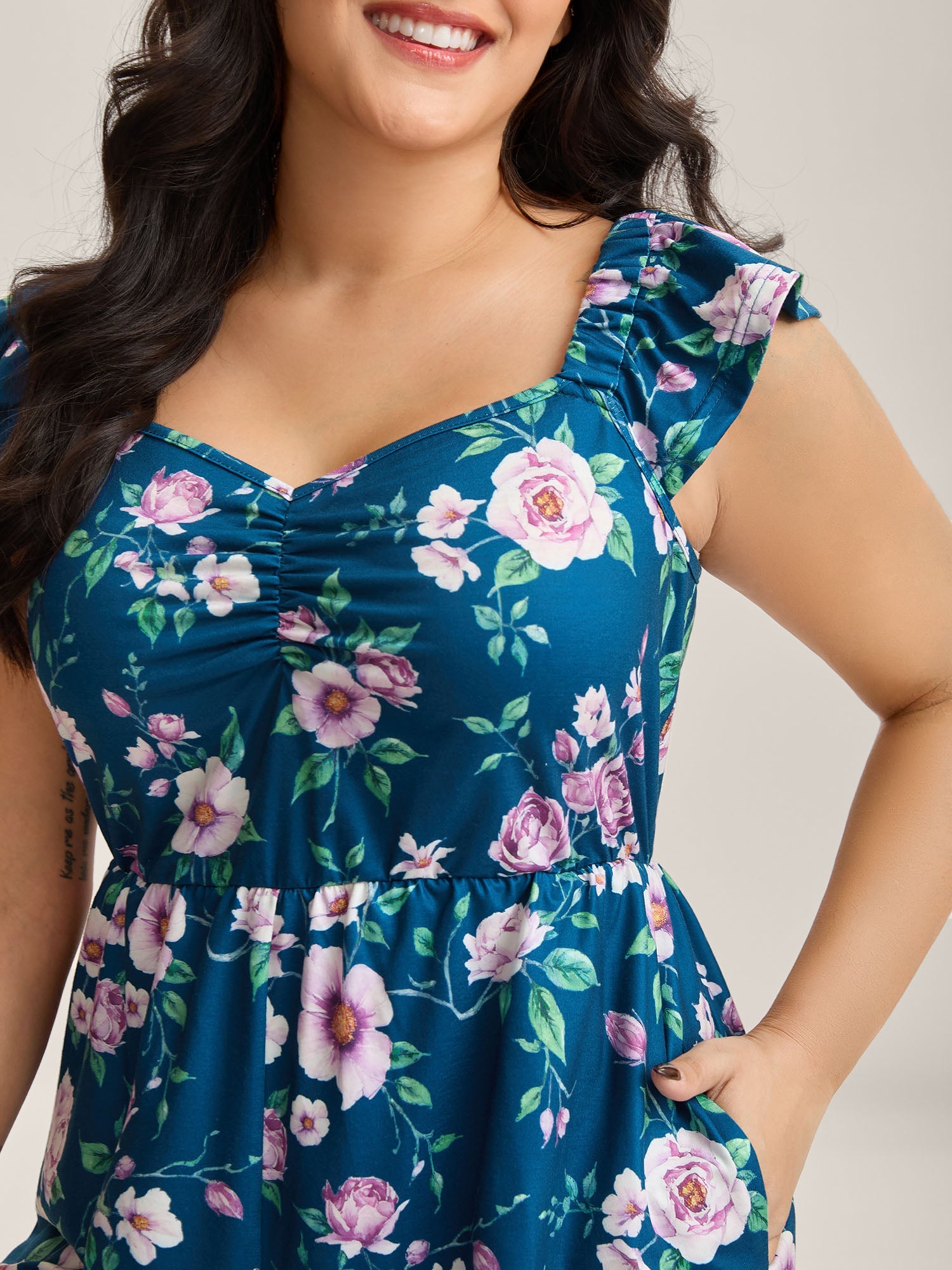 Flirty Floral Print Cinched-Waist Romper