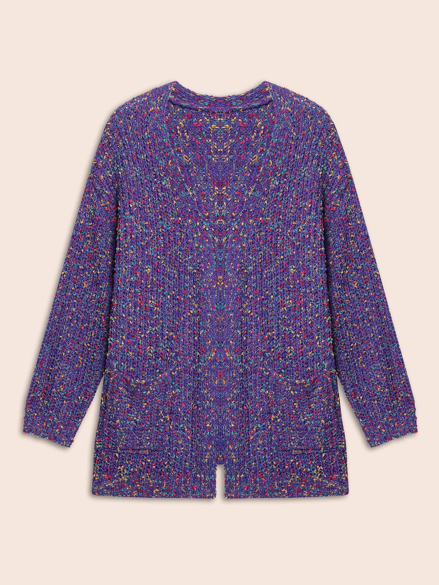 Heather Patched Pocket Drop Shoulder Cardigan