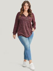 Solid O Ring Zip Rib Knit Long Tee