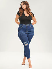 Skinny Moderately Stretchy Mid Rise Medium Wash Pocket Jeans