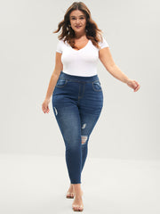 Skinny Very Stretchy  High Rise Medium Wash Sculpt Waist Jeans