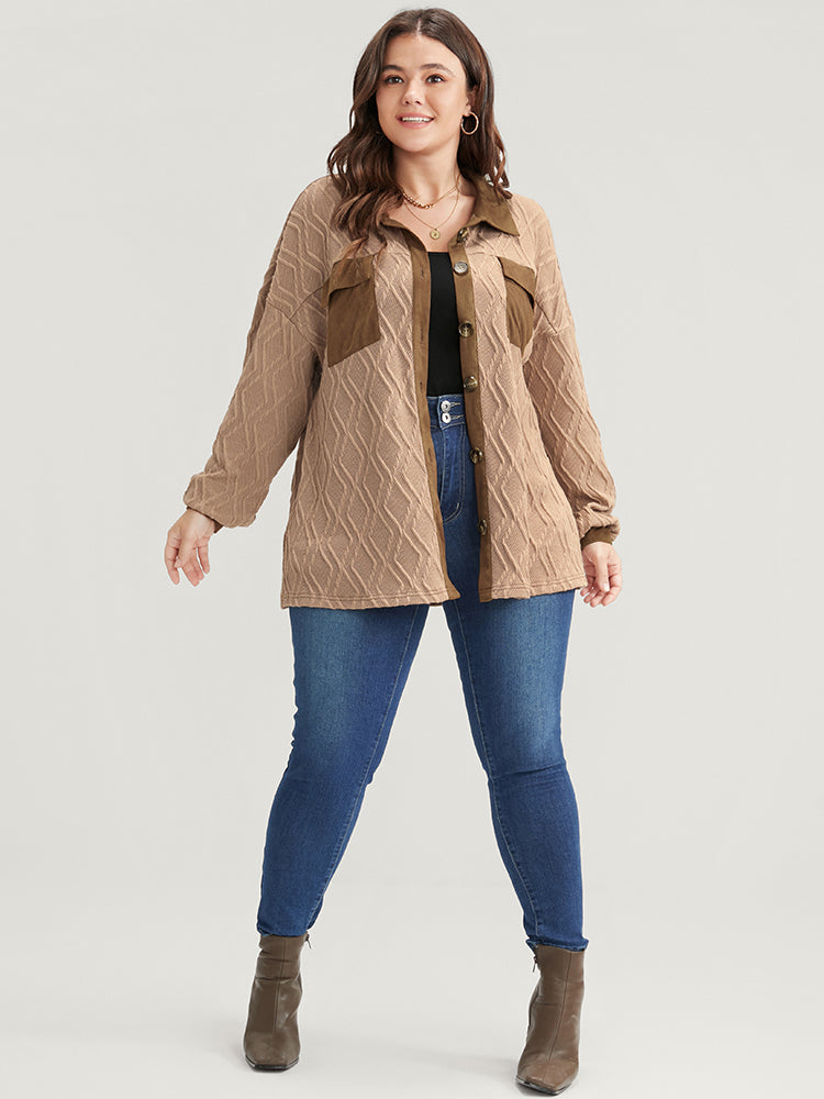 Geometric Contrast Flap Pocket Button Up Shirt