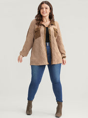 Geometric Contrast Flap Pocket Button Up Shirt