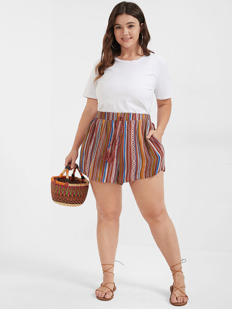 Bandana Printed Pocket Knot Waist Shorts