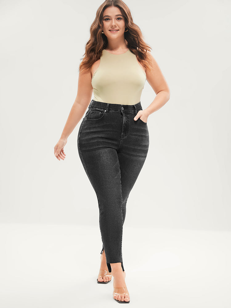 Skinny Moderately Stretchy Mid Rise Dark Wash Gap Proof Jeans