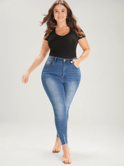 Skinny Very Stretchy Mid Rise Medium Wash Pocket Jeans