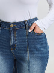 Stretchy Seamed Mid-Rise Flared Jeans