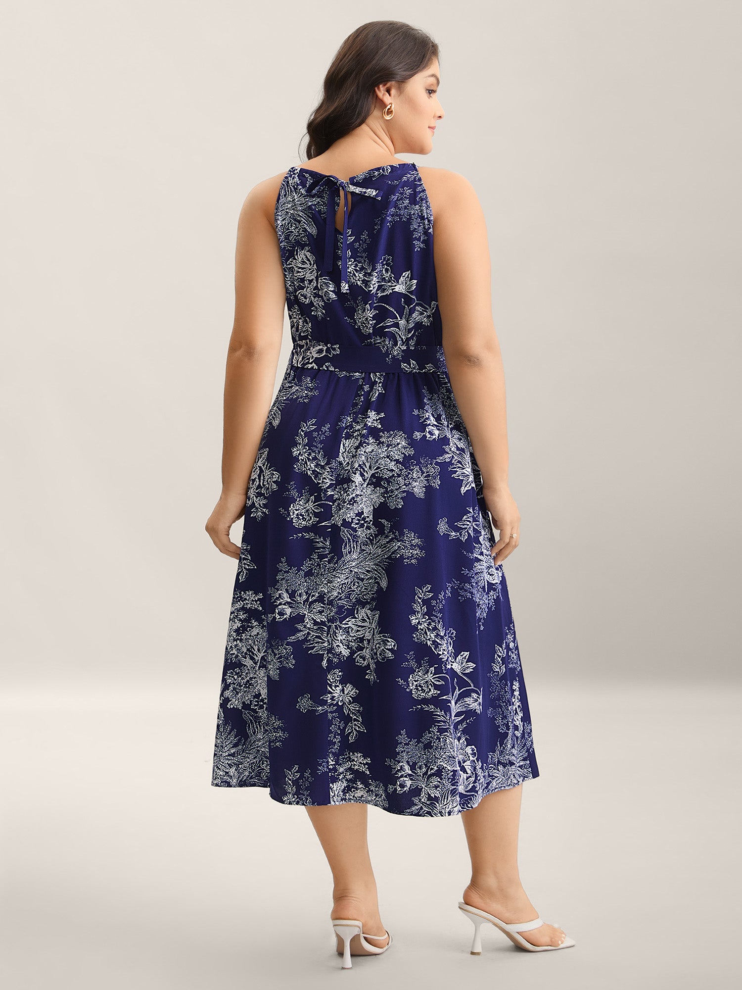 Spring Time Florals Sleeveless Midi Dress