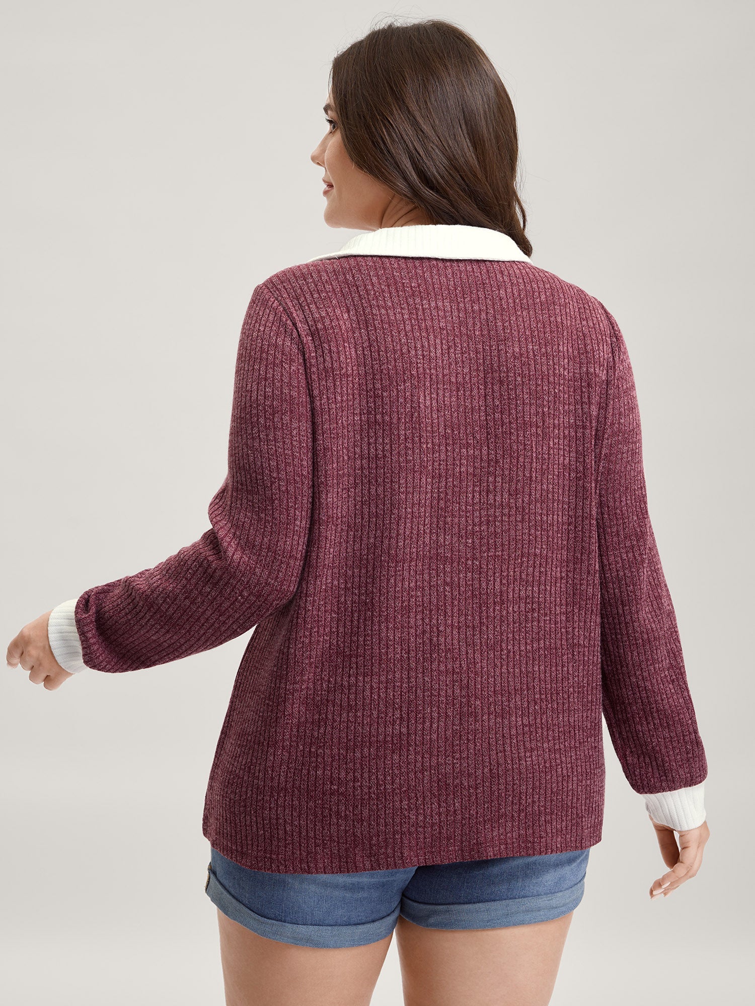 2-in-1 Collar Color Contrast Sweatshirt