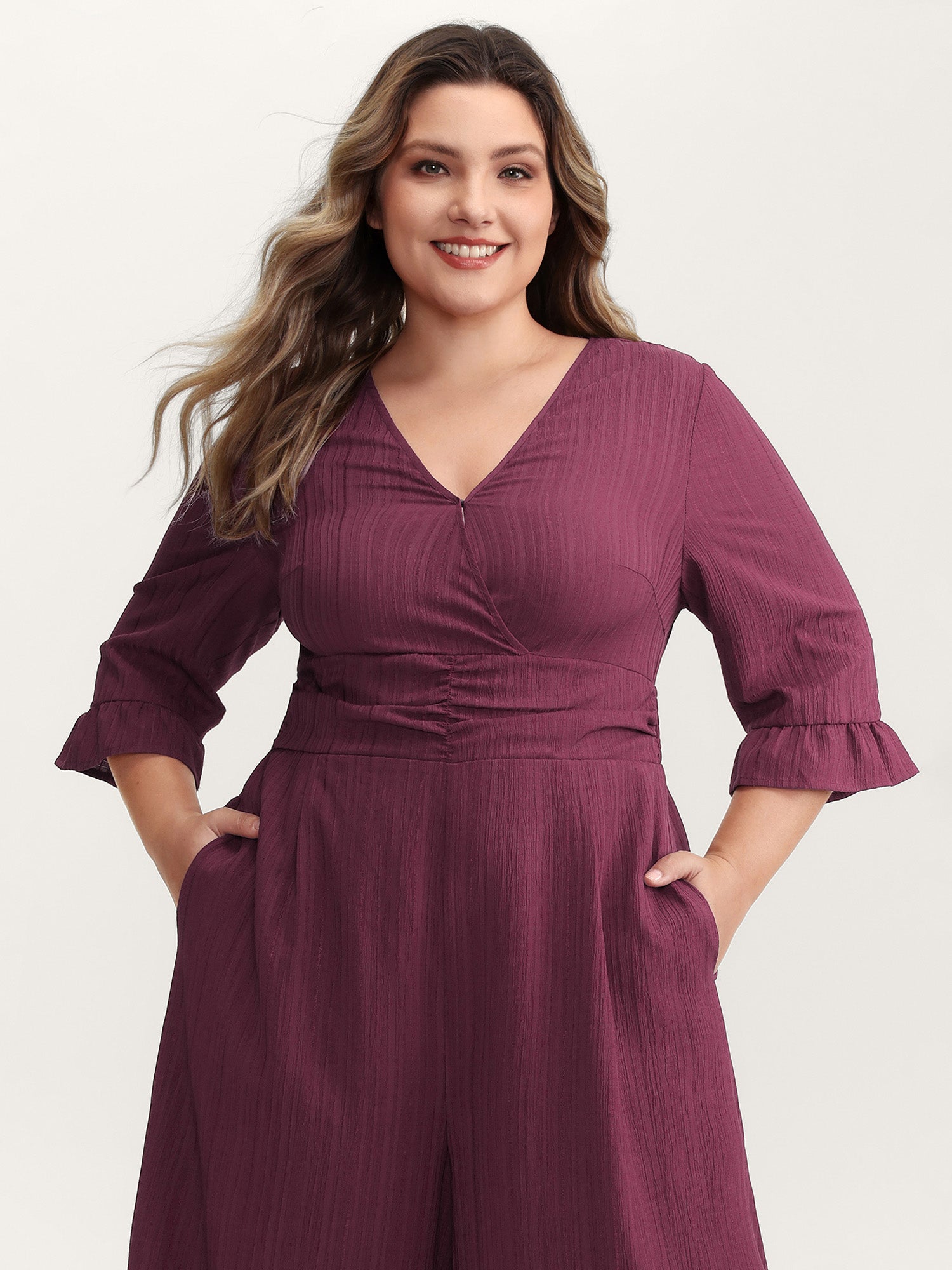 Wide Pleated Waist Backless Tie Jumpsuit