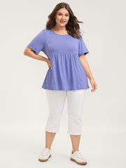 Slim Cut Plain Knit Round Neck Top